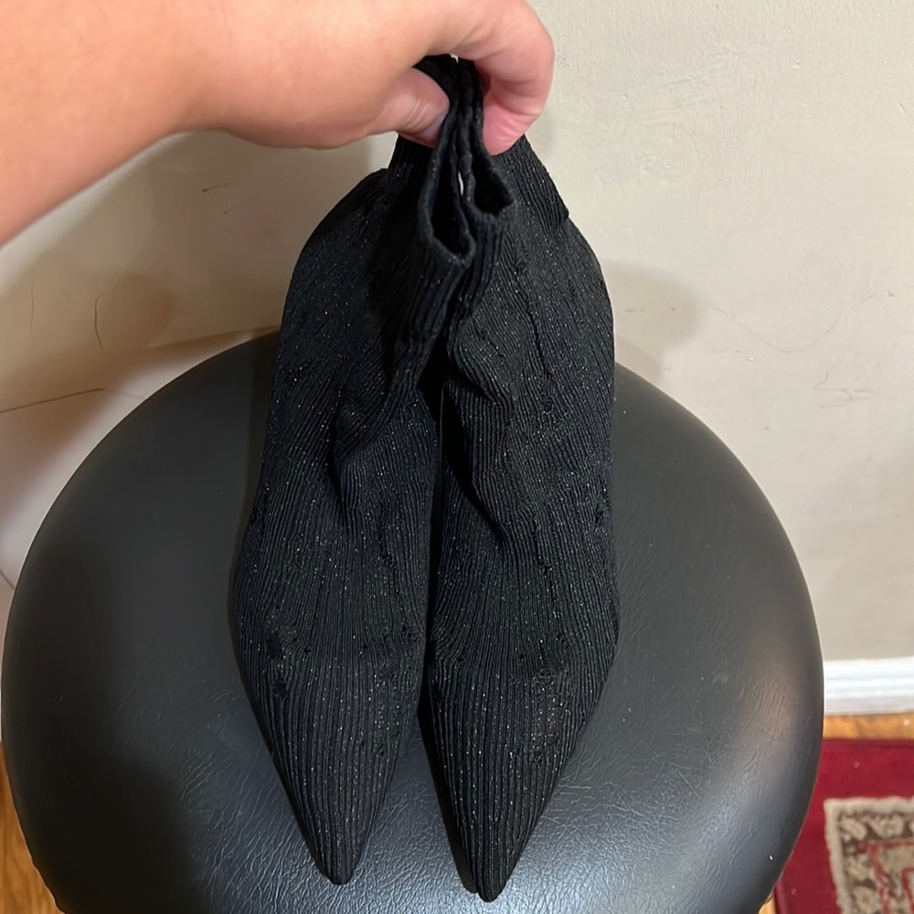 Christian Louboutin Sandrine 80 Tricot Lurex/KID black booties size 38.5